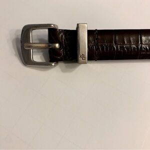 Ralph Lauren Skinny Belt Embossed Brown Leather Italian Women Small Snake 3/4 In